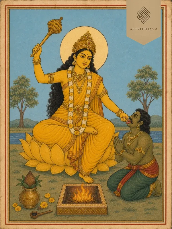 Bagalamukhi, invoked in the Bagalamukhi Homa