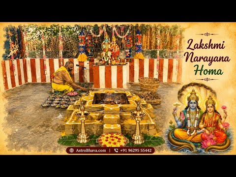 Priests performing the Lakshmi Narayana Homa at AstroBhava's Yagna Ashram